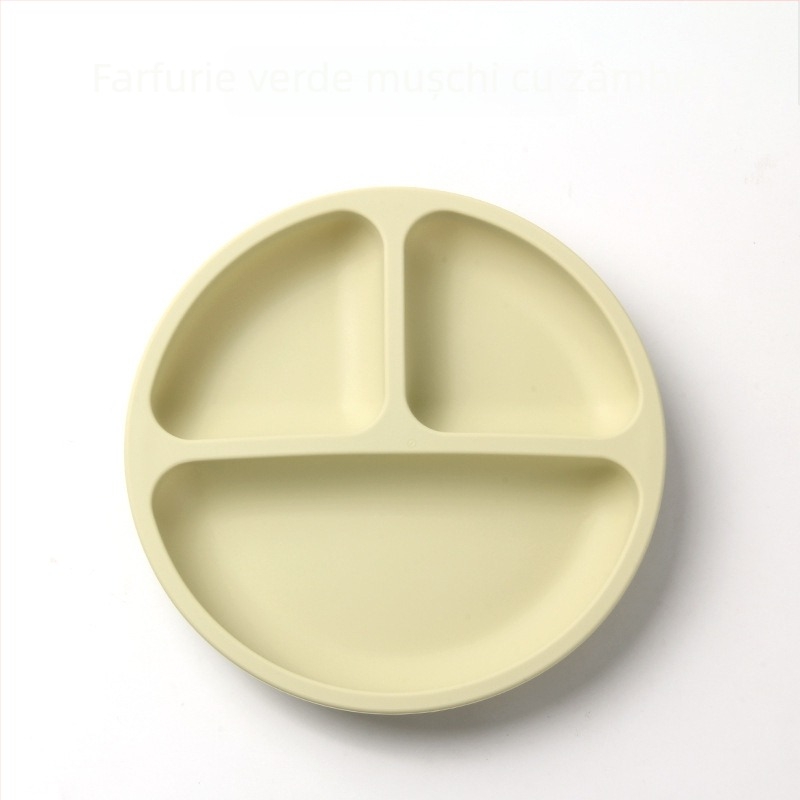 Bol din silicon pentru bebeluși, cu set de tacâmuri (furcă și lingură) — rotund, rezistent la microunde, pentru copii