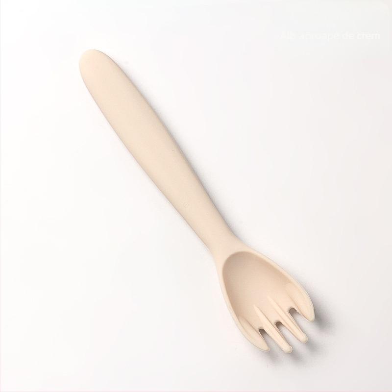 Bol din silicon pentru bebeluși, cu set de tacâmuri (furcă și lingură) — rotund, rezistent la microunde, pentru copii