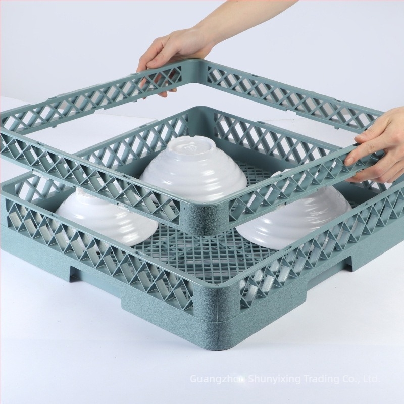 Coș pentru tacâmuri pentru mașina de spălat vase, pătrat din plastic, 25 dinți, design fără găuri de drenaj