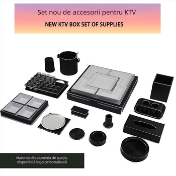 Set metalic de masă pentru KTV: suport pentru microfon, cutie de șervete, scrumieră și suport iluminat pentru platou de fructe