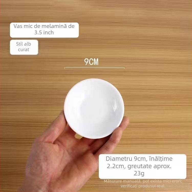 Farfurie dip din melamină, rotundă, model floral, stil retro, pentru condimente