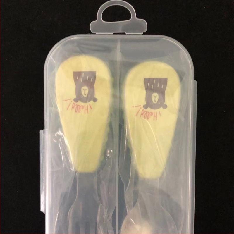 Qirun set de masă pentru copii din oțel inoxidabil 304 — lingură și furculiță cu mâner în formă de desene animate, luciu oglindă, personalizare disponibilă