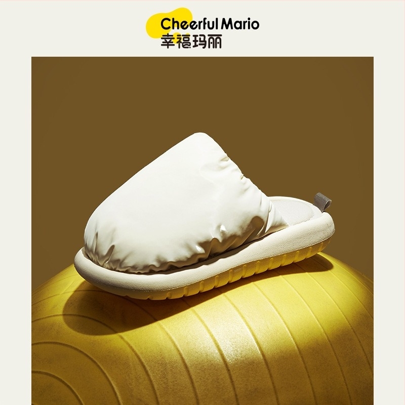 Papuci de interior unisex, stil coreean, cu partea superioară din material down, talpă EVA, căptușeală din bumbac, calzi (Upper: down cloth; Sole: EVA; Insole: cotton; Style: Korean; Warmth)