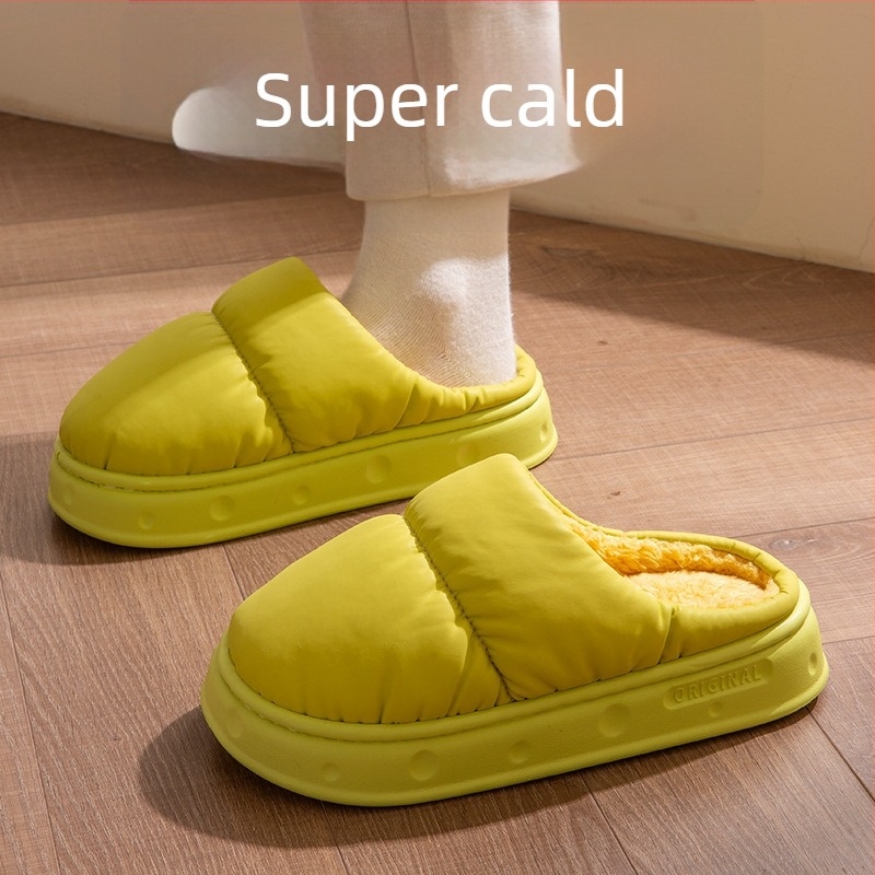 Papuci de casă din bumbac pentru femei, iarnă, cu căptușeală de pluș, talpă EVA antiderapantă, pentru interior/exterior