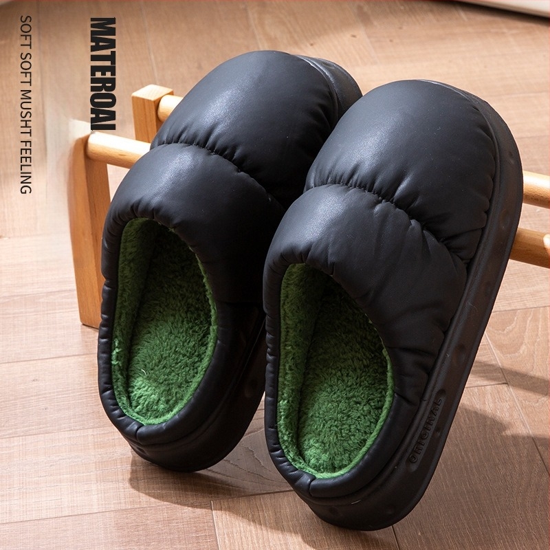Papuci de casă din bumbac pentru femei, iarnă, cu căptușeală de pluș, talpă EVA antiderapantă, pentru interior/exterior