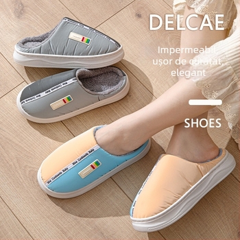 Papuci de casă din bumbac, talpă din cauciuc, partea superioară din material cu puf, anti-derapare, calde, unisex