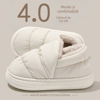 Papuci de casă din bumbac, unisex, cu talpă antiaderentă, impermeabili și căptuțiți calduros