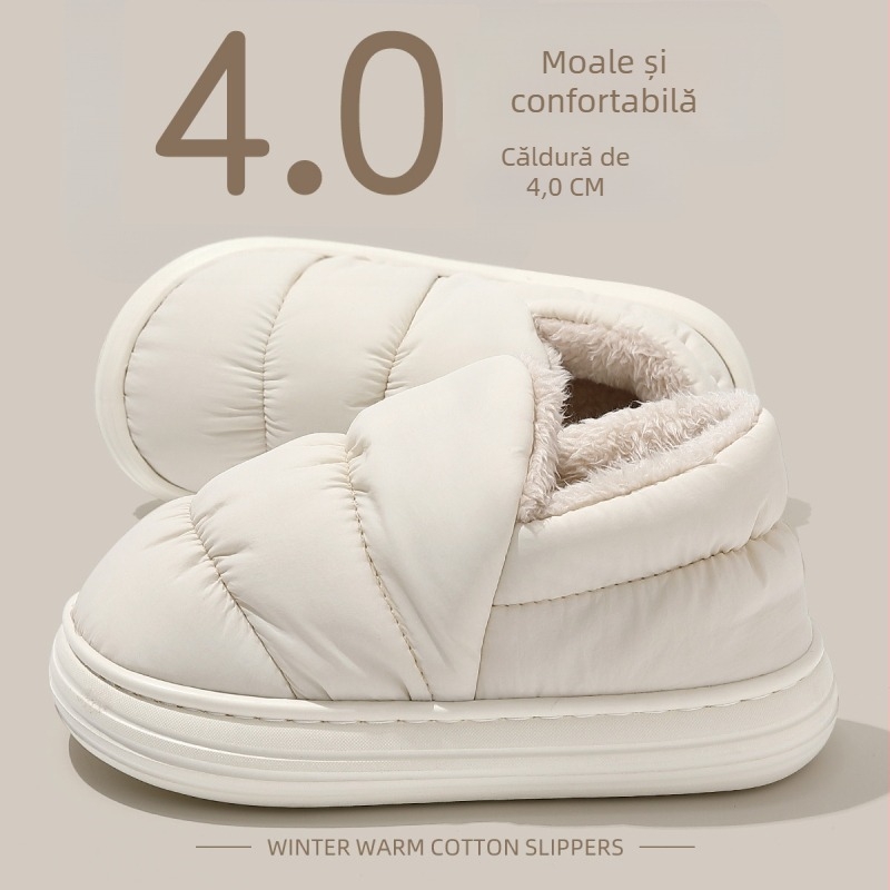 Papuci de casă din bumbac, unisex, cu talpă antiaderentă, impermeabili și căptuțiți calduros