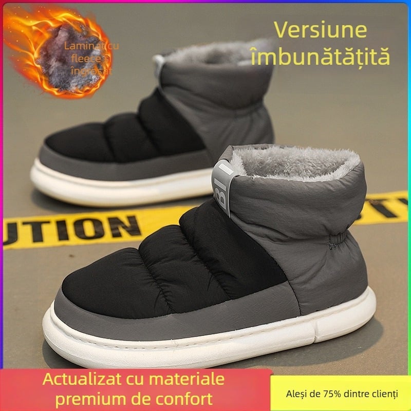 Cizme de zăpadă pentru bărbați, cu PU partea superioară și talpă din cauciuc, antiderapante