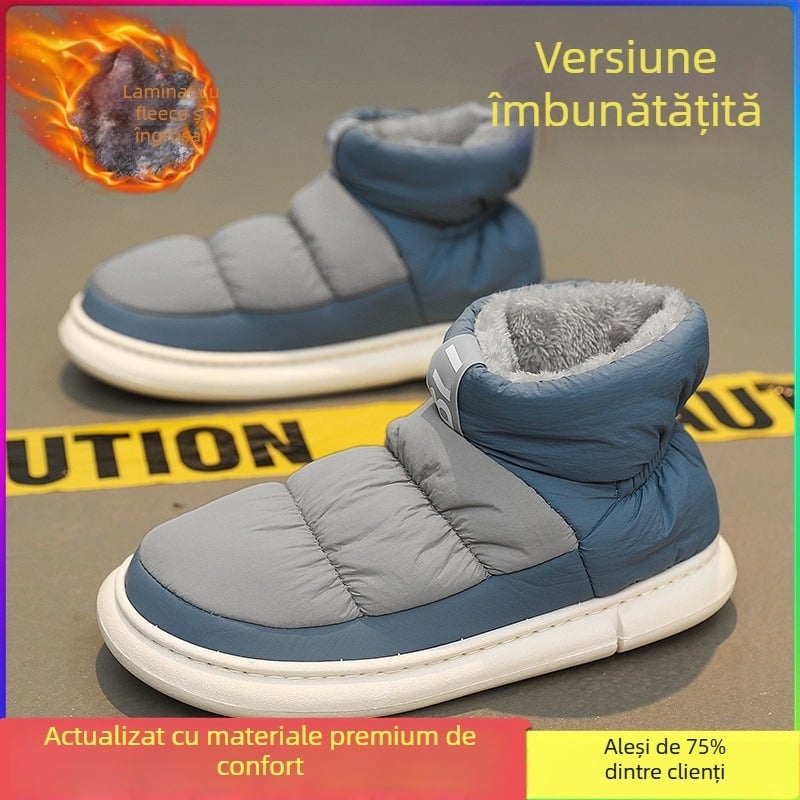 Cizme de zăpadă pentru bărbați, cu PU partea superioară și talpă din cauciuc, antiderapante