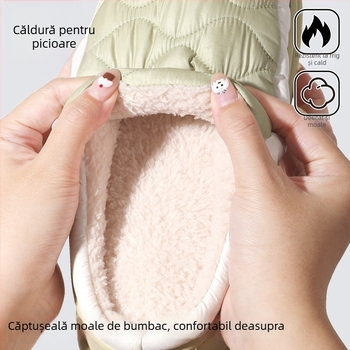 Papuci de bumbac pentru iarnă, impermeabili, calzi, cu protecție împotriva mirosurilor, unisex, talpă EVA groasă pentru interior și exterior