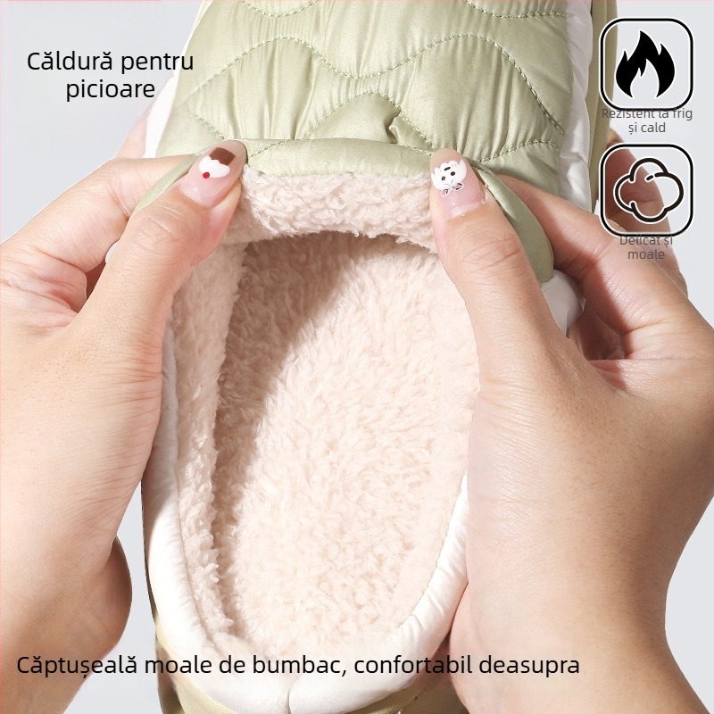 Papuci de bumbac pentru iarnă, impermeabili, calzi, cu protecție împotriva mirosurilor, unisex, talpă EVA groasă pentru interior și exterior