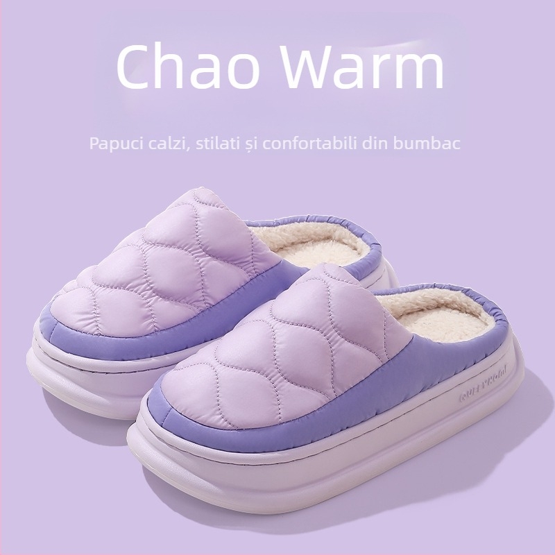 Papuci de bumbac pentru iarnă, impermeabili, calzi, cu protecție împotriva mirosurilor, unisex, talpă EVA groasă pentru interior și exterior