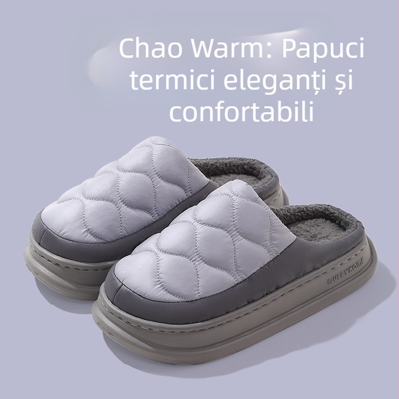 Papuci de bumbac pentru iarnă, impermeabili, calzi, cu protecție împotriva mirosurilor, unisex, talpă EVA groasă pentru interior și exterior