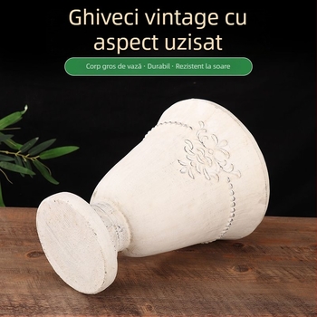 Ghiveci din ciment, lucrat manual, cu aspect vintage, pentru podea și grădină de interior