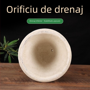 Ghiveci din ciment, lucrat manual, cu aspect vintage, pentru podea și grădină de interior