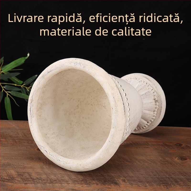 Ghiveci din ciment, lucrat manual, cu aspect vintage, pentru podea și grădină de interior