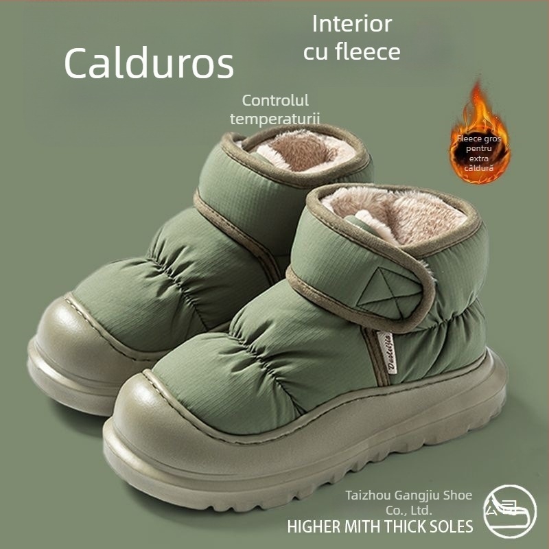 Ghete înalte de iarnă, căptușite cu lână, partea superioară elastică, talpă vulcanizată, talpă din cauciuc antiderapantă