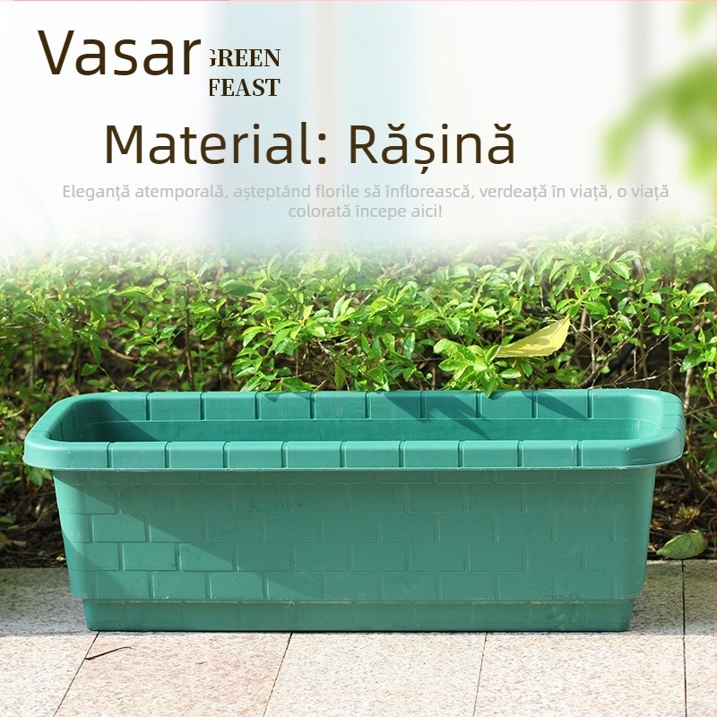 Ghiveci plastic dreptunghiular pentru balcon, pentru flori și legume, din plastic dur