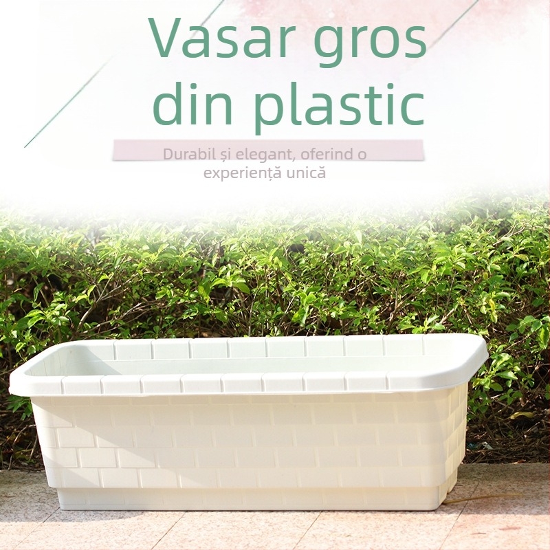 Ghiveci plastic dreptunghiular pentru balcon, pentru flori și legume, din plastic dur