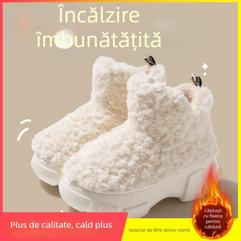 Cizme de zăpadă pentru femei, talpă groasă cu platformă înaltă, căptușite cu pluș, impermeabile, talpă din cauciuc