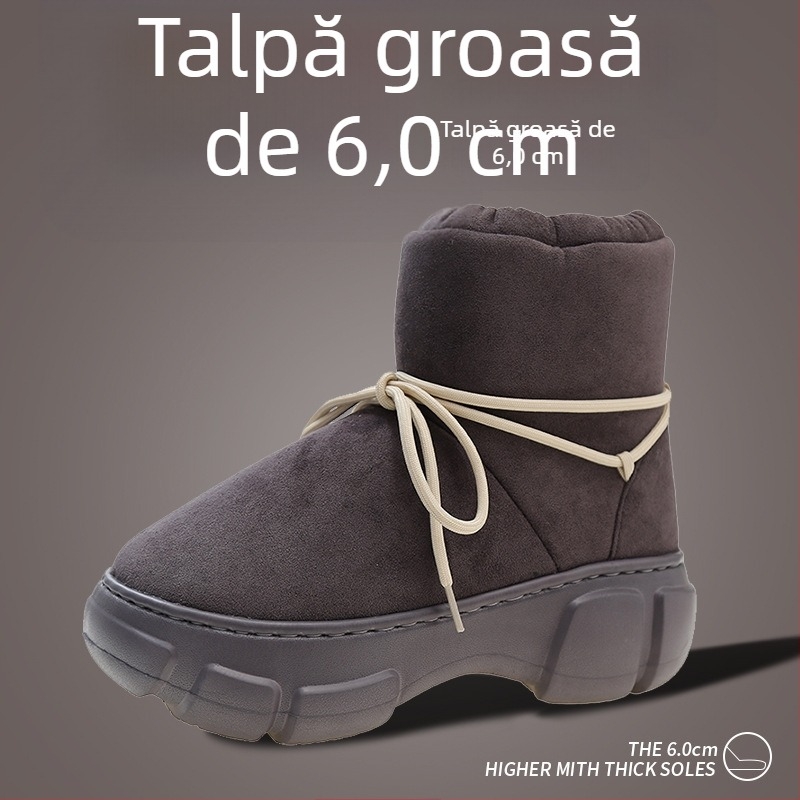 Cizme de zăpadă pentru femei, talpă groasă cu platformă înaltă, căptușite cu pluș, impermeabile, talpă din cauciuc