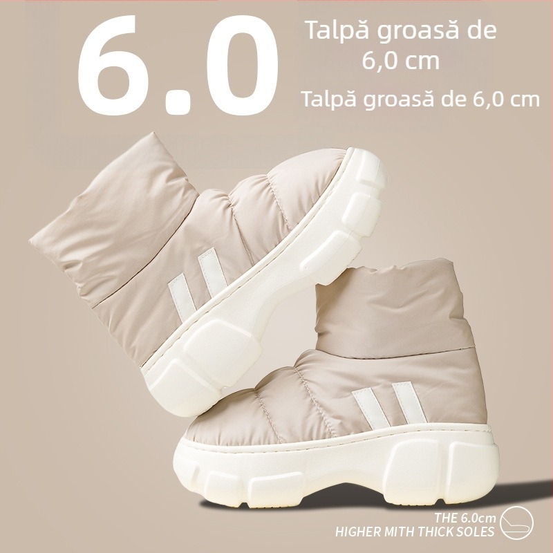 Cizme de zăpadă pentru femei, talpă groasă cu platformă înaltă, căptușite cu pluș, impermeabile, talpă din cauciuc