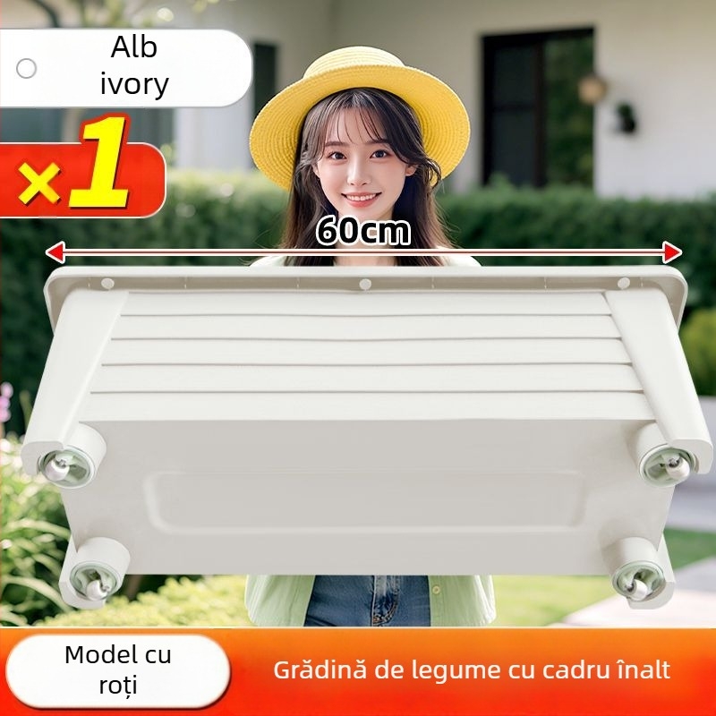 Ghiveci dreptunghiular din plastic pentru legume, balcon, extra-large, înalt, auto-udare, pentru cultivarea legumelor acasă
