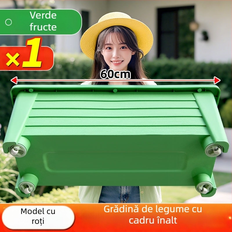 Ghiveci dreptunghiular din plastic pentru legume, balcon, extra-large, înalt, auto-udare, pentru cultivarea legumelor acasă