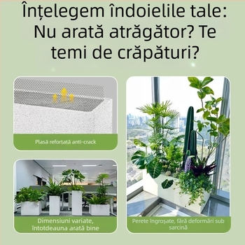 Ghiveci exterior din lut de magneziu, material rezistent la coroziune, finisaj mat pulverizat, potrivit pentru montaj pe perete, birou, podea sau suspendat