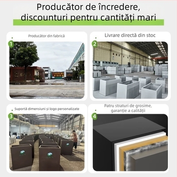 Ghiveci/boxă din oxid de magneziu pentru plantare, pentru montaj pe perete, pe birou sau pe podea; stil modern minimalist