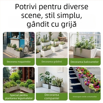 Ghiveci/boxă din oxid de magneziu pentru plantare, pentru montaj pe perete, pe birou sau pe podea; stil modern minimalist