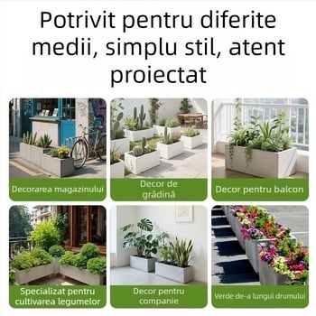 Ghiveci/ Cutie pentru flori din oxid de magneziu | Permeabil, Auto-udare, Rezistent la coroziune | Finisaj mat, Polire manuală, Montare pe perete/pe birou/pe podea