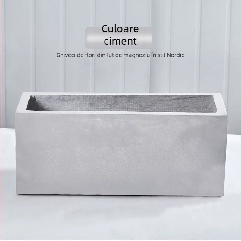 Ghiveci/ Cutie pentru flori din oxid de magneziu | Permeabil, Auto-udare, Rezistent la coroziune | Finisaj mat, Polire manuală, Montare pe perete/pe birou/pe podea