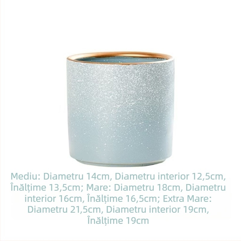 Ghiveci ceramic în stil scandinav, cu diametru mare, finisaj gradient, pentru Copacul Banilor și Orhidee