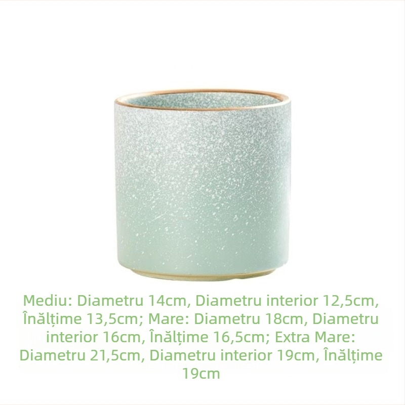 Ghiveci ceramic în stil scandinav, cu diametru mare, finisaj gradient, pentru Copacul Banilor și Orhidee
