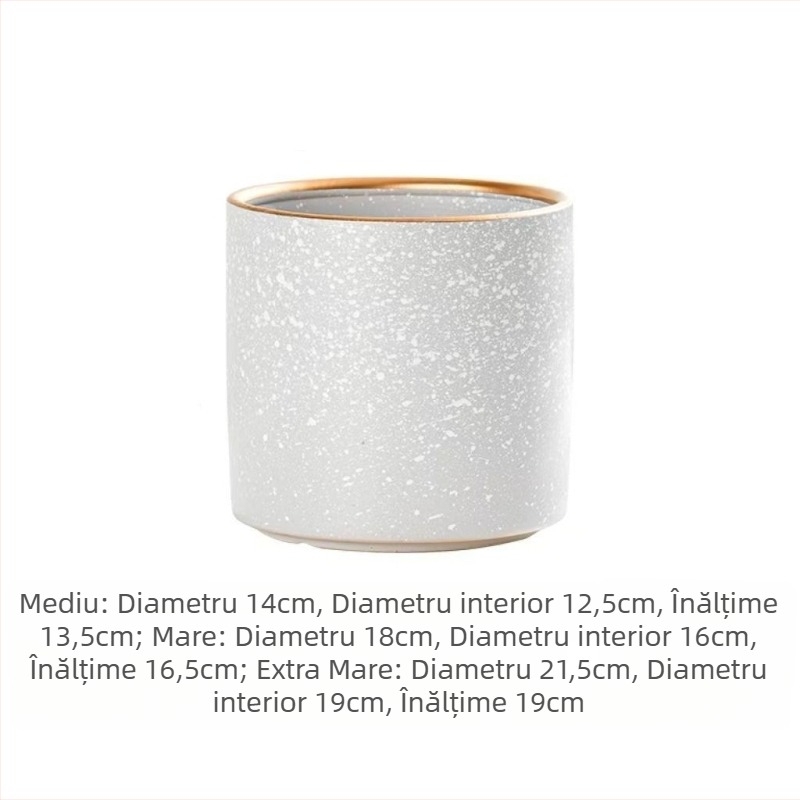 Ghiveci ceramic în stil scandinav, cu diametru mare, finisaj gradient, pentru Copacul Banilor și Orhidee