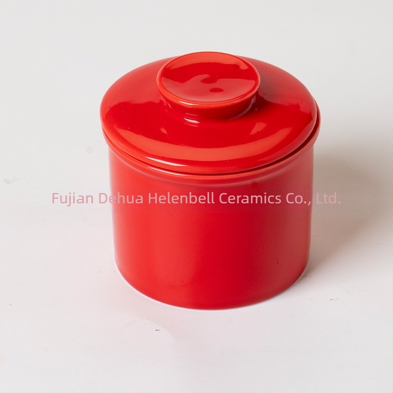 HELNBER borcan ceramic pentru depozitare unt cu capac, stil modern simplu, calitate premium