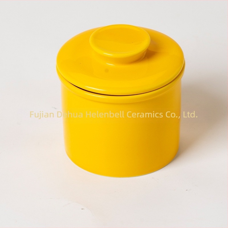 HELNBER borcan ceramic pentru depozitare unt cu capac, stil modern simplu, calitate premium