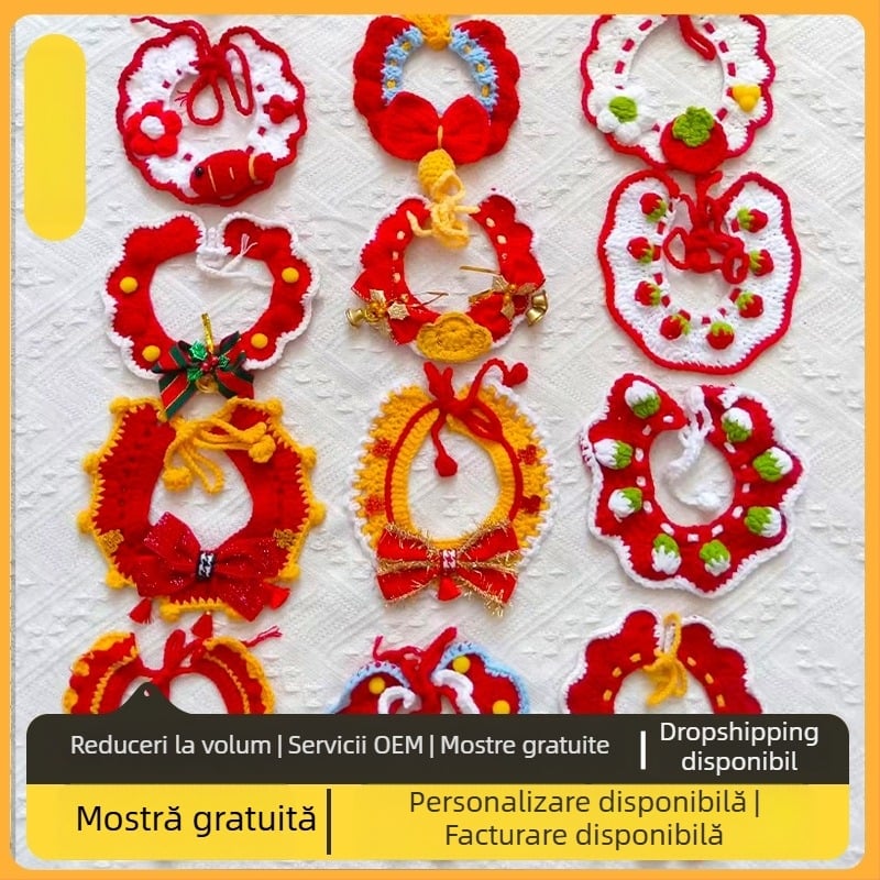 Șal pentru animale de companie tricotat la bază de lână - model desen animat, pentru pisici și câini, pentru toate sezoanele