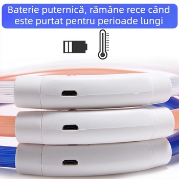 Colier LED pentru animale de companie, USB reîncărcabil, din plastic, pentru câini și pisici