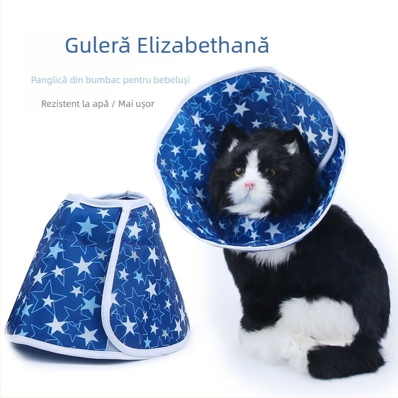 Elizabeth Soft Circle Collar pentru pisici – Model cu stele, Material textil, Brand Middall