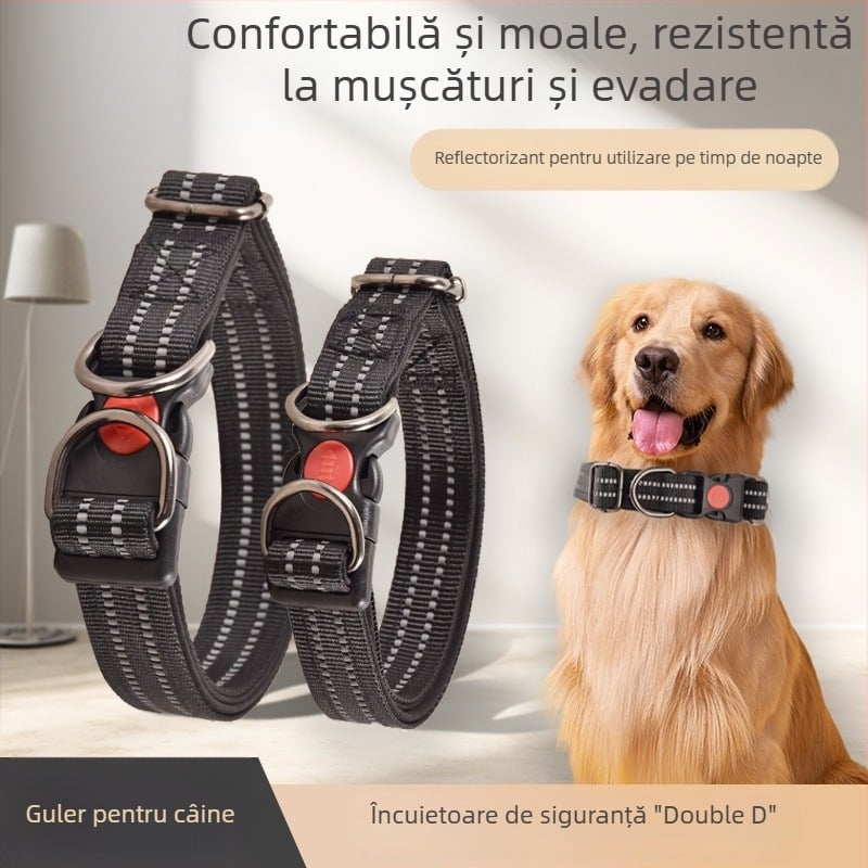 Guler din poliester moale pentru câini, pentru cățeluși și câini de talie medie și mare, potrivit pentru Shiba Inu, pudel și Golden Retriever.