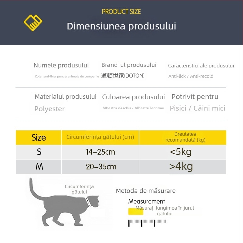 Colier Elizabetan pentru pisici, umplut cu bumbac – confortabil și nerestrictiv, design monocrom din poliester.