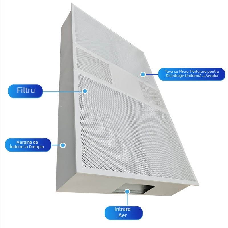 Plafon de alimentare cu aer laminar — filtrare prin adsorbție fizică; volum de aer personalizabil; zgomot ajustabil