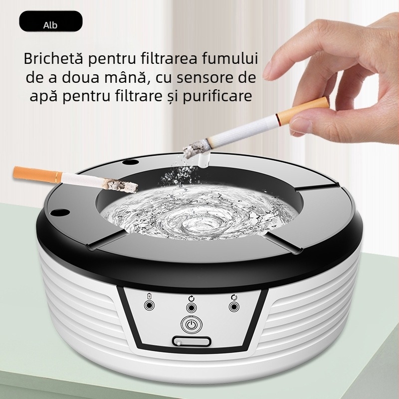 Purificator de aer USB pentru cenușar inteligent — elimină mirosuri și fumul de tutun, debit 50 m³/h, alimentare USB, control cu buton, zgomot sub 36 dB, potrivit pentru camere până la 10 m²