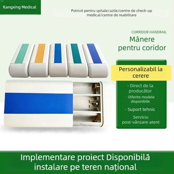 Mână curentă PVC pentru coridor, tip 140, montare pe perete, anti-coliziune, pentru spitale și centre de îngrijire