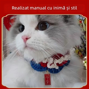 Pisică RagDoll — eșarfă tricotată și accesoriu pentru gât, gradient auriu