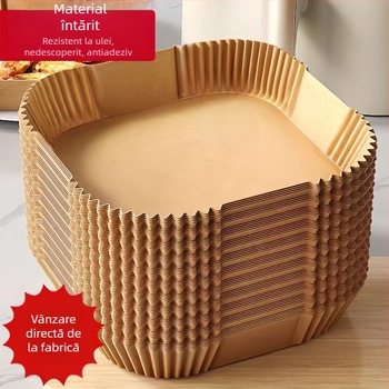 Hârtie de copt pătrată pentru air fryer, cu acoperire din silicon, groasă, de calitate alimentară, absorbantă de ulei