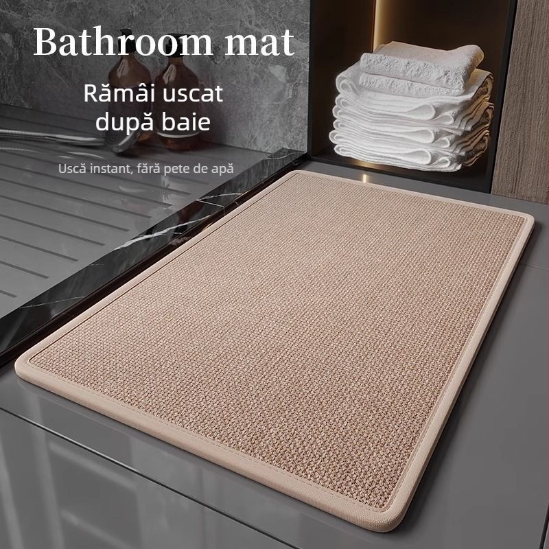 Covoraș de baie din in - antiderapant, țesut, absorbant, uscare rapidă, pătrat, stil japonez
